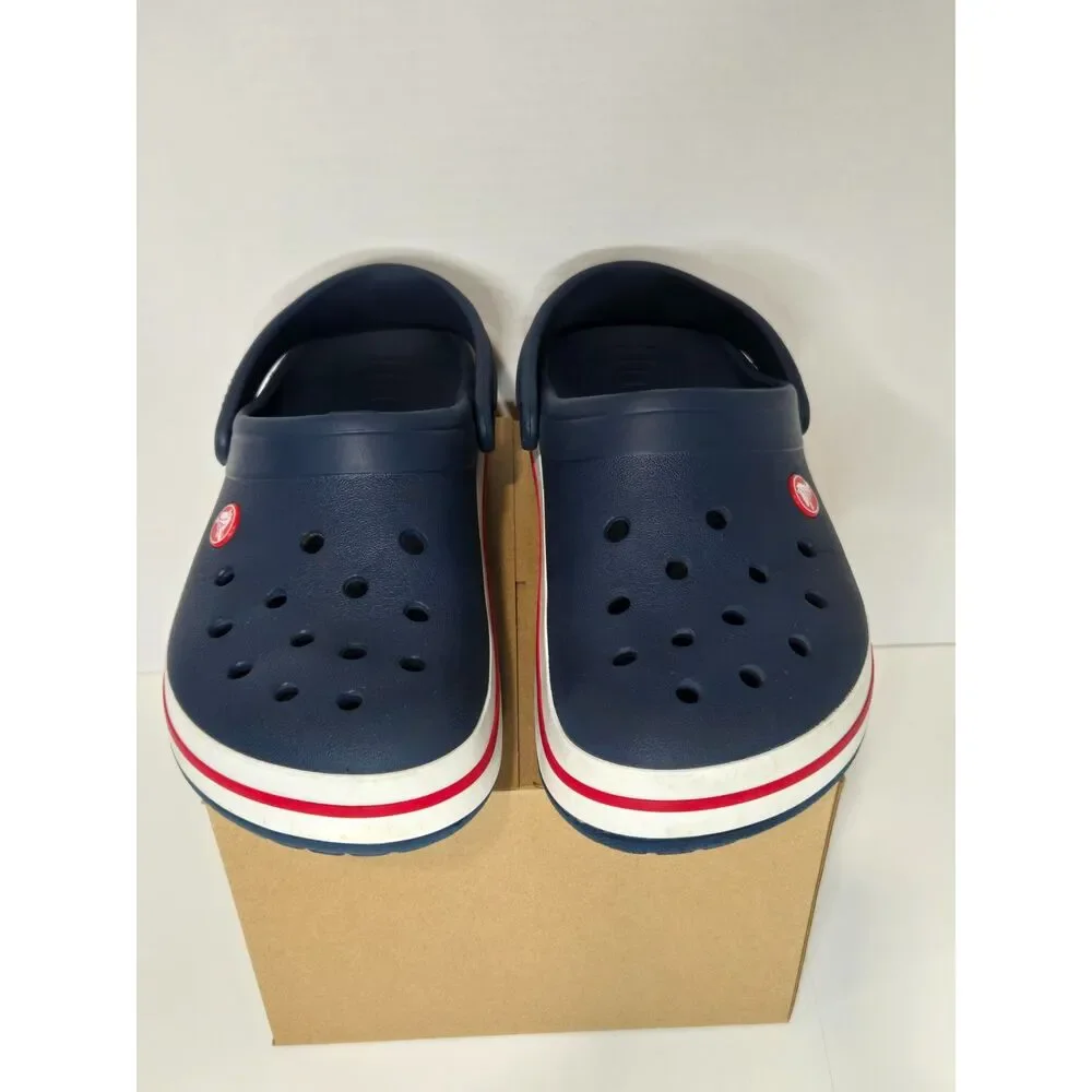 Crocs Crocband Navy Blue Red White Clogs | Unisex Men's 7 Women's 9